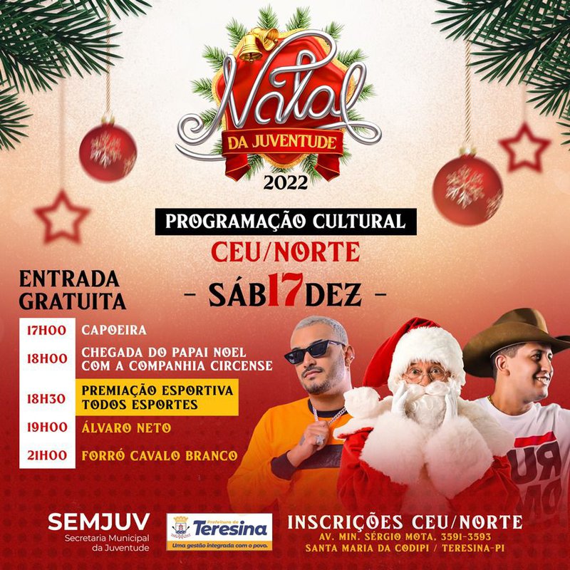 Natal da Juventude evento gratuito reunirá shows e esporte neste final