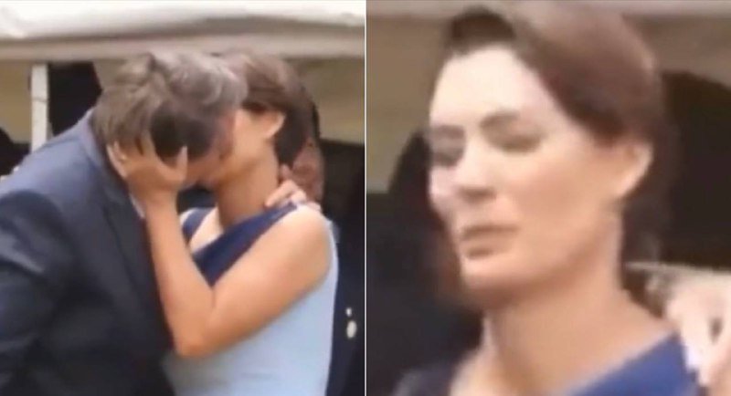 Internautas dizem que Michelle fez cara de nojo após beijo de Bolsonaro