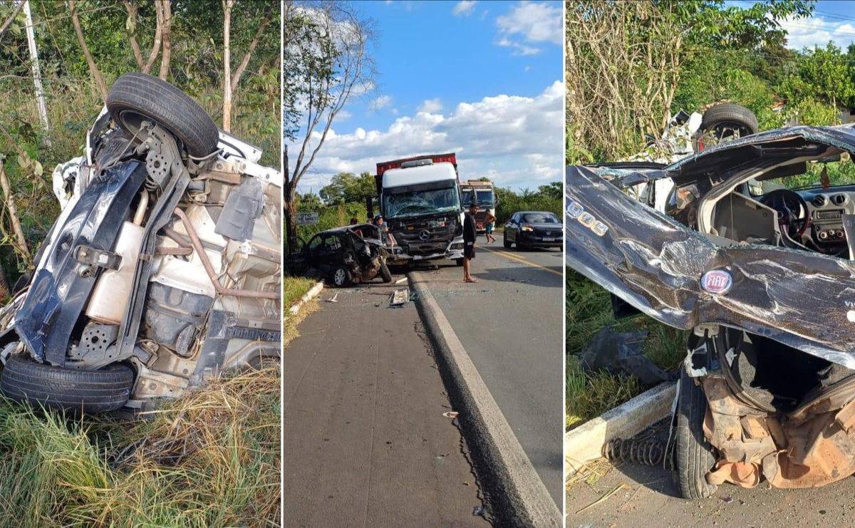 Colisão entre quatro carros deixa quatro pessoas feridas na BR 343 em