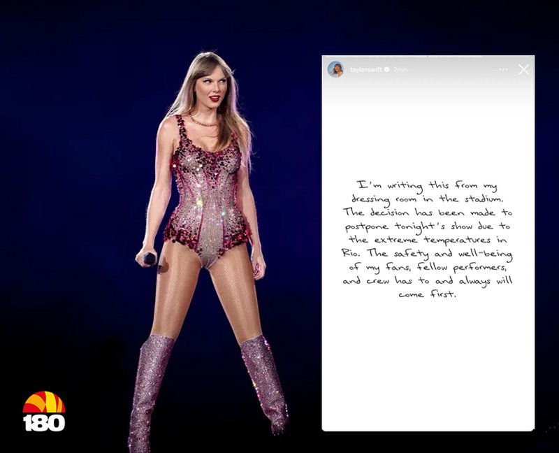 Taylor Swift anuncia adiamento de show no Rio por causa da 'temperatura  extrema' - 180graus - O Maior Portal do Piauí