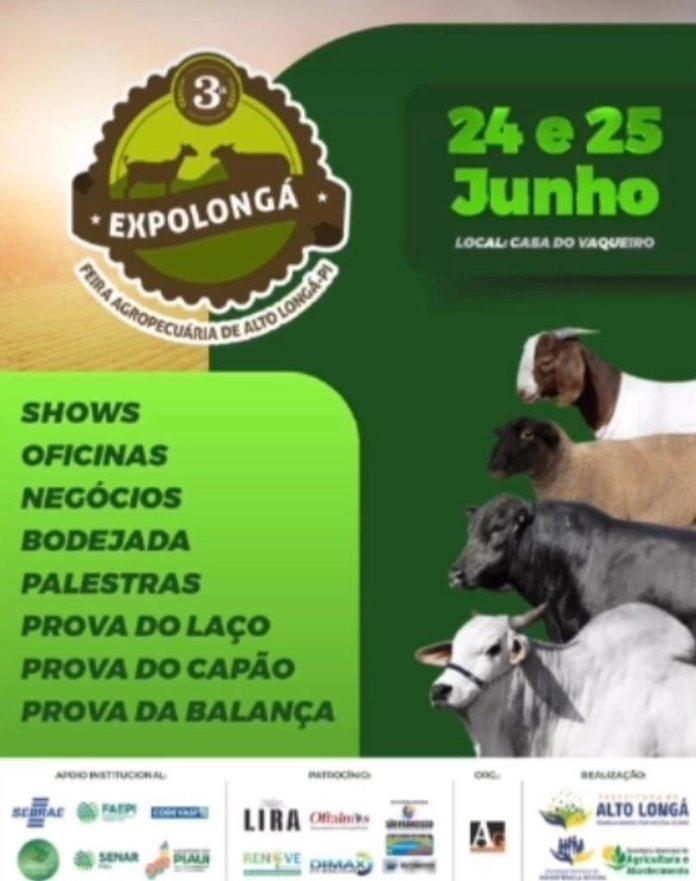 Expolongá: 3ª Feira Agropecuária do município de Alto Longá promete agitar  a região - 180graus - O Maior Portal do Piauí