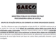 Informações que consta da denúncia GAECO/URUÇUÍ (Foto: Reprodução)