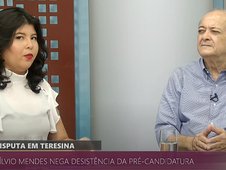Jornalista da Band Livia Pessoa chama Silvio Mendes de prefeito em entrevista (Foto: Band Piauí)