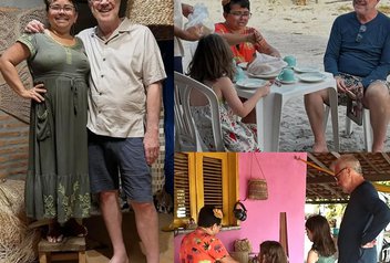 Apresentador Pedro Bial curte o litoral piauiense com a família