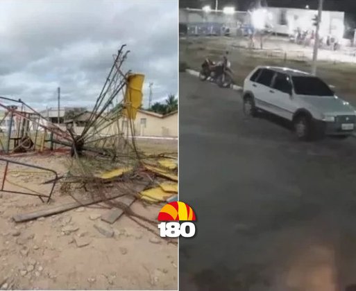 Vídeo mostra momento em que brinquedo desaba em festa de São João no Piauí