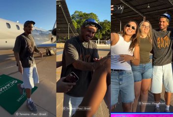 Zé Felipe surpreende fãs ao desembarcar em Teresina com jatinho particular e posa para fotos