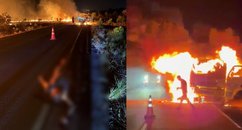 Colisão entre moto e caminhão-guincho provoca incêndio e deixa motociclista morto na PI-113