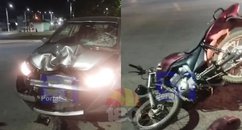 Grave acidente entre moto e carro deixa jovem ferida no centro de Monte Alegre