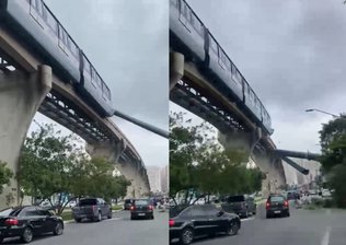 Guindaste cai sobre monotrilho, atinge trem e deixa operador ferido em SP