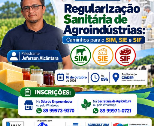 Palestra em Baixa Grande do Ribeiro vai orientar produtores sobre selos sanitários