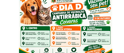 Prefeitura de Coivaras realiza Campanha de Vacinação Antirrábica no dia 31 de outubro