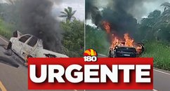 Carro pega fogo na rodovia PI-211, na zona rural de Esperantina