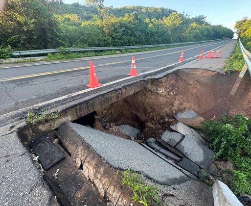 Trecho da BR-343 em Buriti dos Lopes ficará parcialmente interditado por 30 dias após cratera