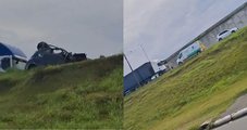 Carreta esmaga carro na BR-101 e motorista morre na hora após ficar preso às ferragens