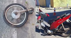 Moto parte ao meio em acidente