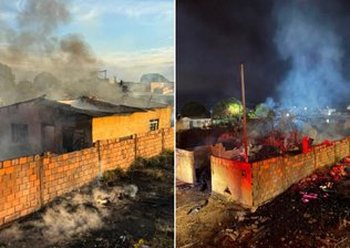 Moradora coloca fogo no mato e acaba com casa destruída