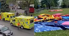 Tragédia em parque: Menina de 3 anos morre após brinquedo inflável ser lançado por vendaval