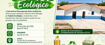 Assunção do Piauí oferece oficina gratuita de sabão ecológico nesta quarta (29)