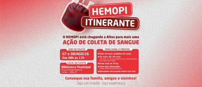 Hemopi leva ação itinerante de coleta de sangue a Altos