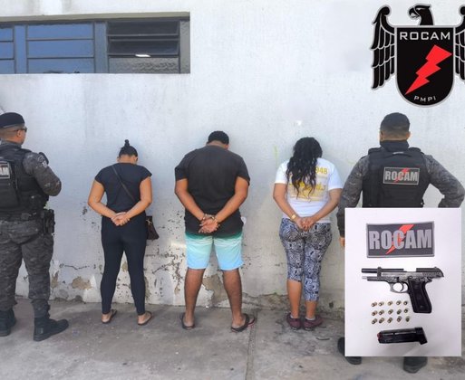 PM prende três pessoas e apreende pistola calibre .40 durante operação em Teresina