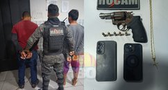 Rocam prende dupla suspeita de roubo e apreende arma de fogo na zona Norte de Teresina