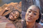 Solteira, Erika Januza exibe corpão em cachoeira e web dispara