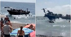 Turistas são surpreendidos por barco com imigrantes em praia de Cartagena, na Espanha