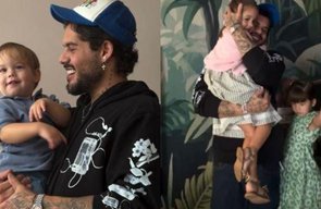 Virginia leva filhos para presentear Zé Felipe em casa