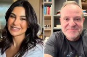 Após assumir romance, Cíntia Chagas e Rubinho Barrichello surgem grudadinhos na Itália