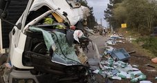 Caminhão bate de frente com carreta em Santa Catarina; vítima fatal e três feridos são registrados