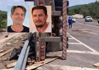 Caminhão tomba na BR-163, mata dois e cocaína é encontrada após acidente