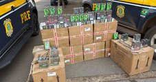 PRF apreende 2 mil cigarros eletrônicos e 150 perfumes em ônibus na BR-153 em Hidrolândia (GO)